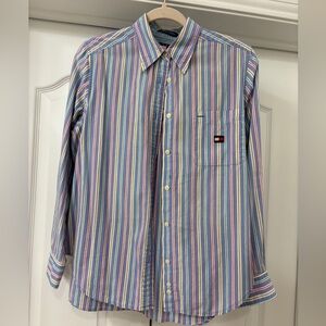 Vintage Tommy Hilfiger Blue and Pink Striped Shirt